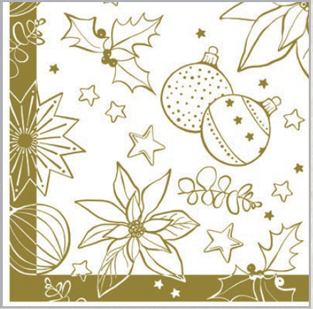Vianočné servítky tissue MILAN weiss 33x33 / 100 ks