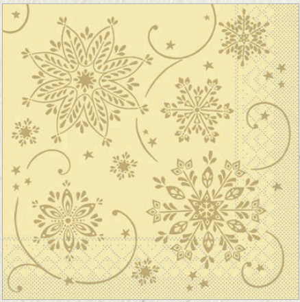 Vianočné servítky papier CRISTAL creme 100 ks 33x33, Mank