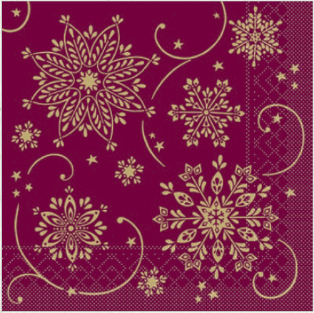 Vianočné servítky papier CRISTAL bordeaux 100 ks 40x40, Mank