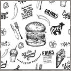 Burger Papier BURGER MENU schwarz/weiss / 30x30 cm /