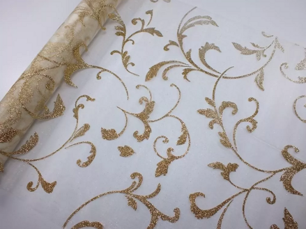Organza glitter 36 cm x 10 yds - krémová