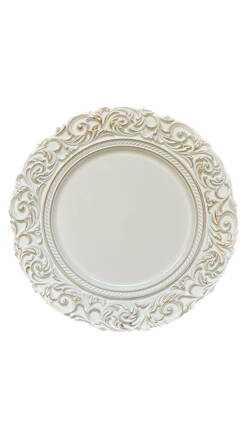 Krémovo zlatý klubový tanier s ornamentom 35cm