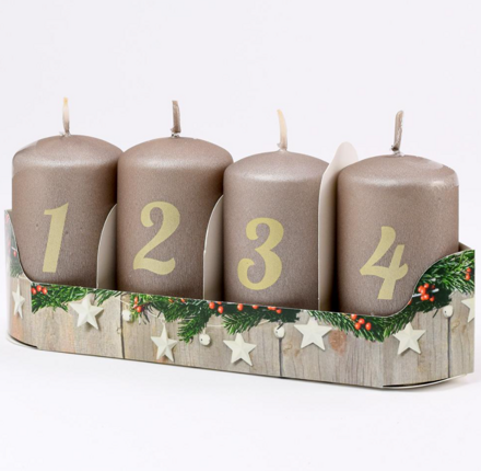Adventná sviečka s číslami béžová