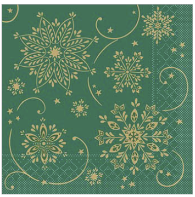 Vianočné servítky papier 100 ks CRISTAL green 40x40,Mank